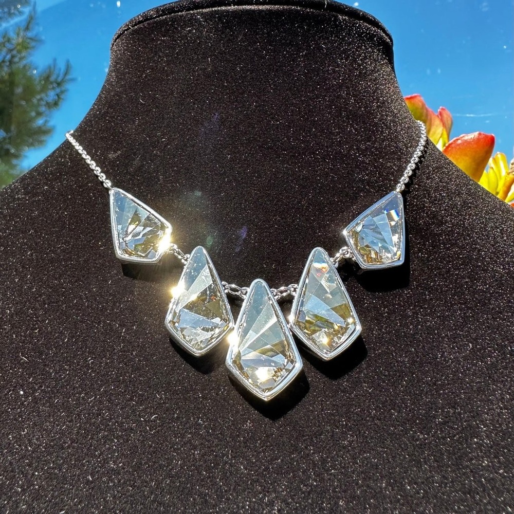Touchstone Crystal by Swarovski, Kite Necklace. Swarovski Crystal in Silver